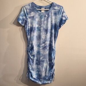 Pink Victoria Secret Women's Blue Tie-Dye Ruched side Dress. size Large